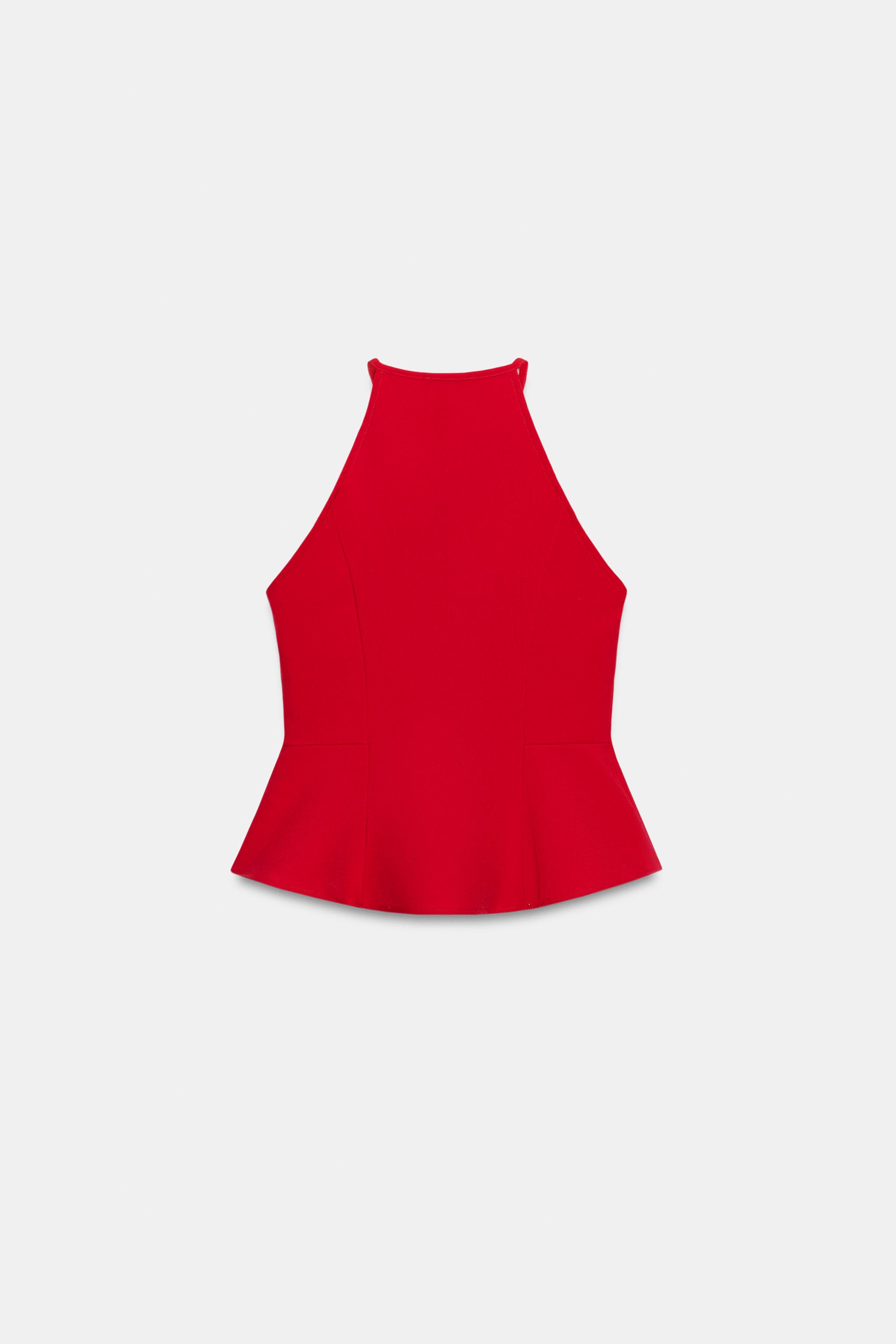 BOW HALTER PEPLUM TOP